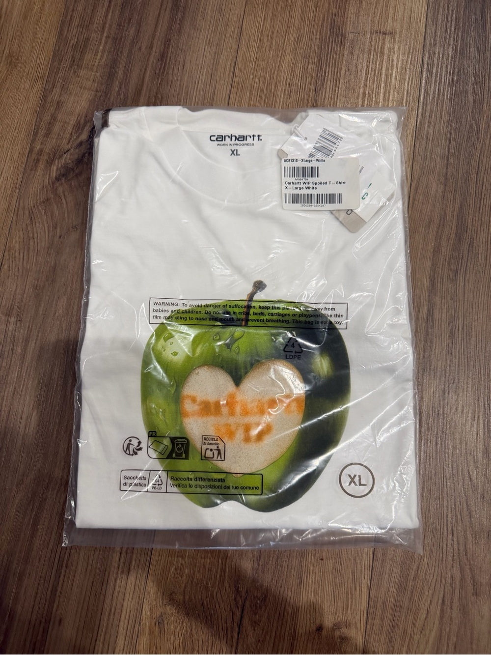 Carhartt WiP White Tee with Green Apple Graphic